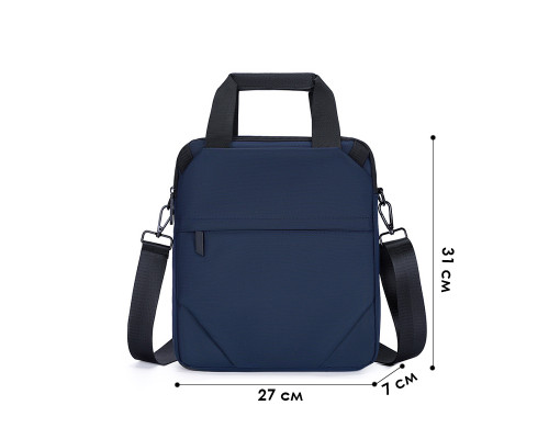 Сумка через плечо 809 вместительная на несколько отделений с ручками 31*27*7 см Dark Blue