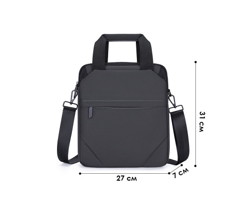 Сумка через плечо 809 вместительная на несколько отделений с ручками 31*27*7 см Gray