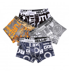 Набор мужских трусов боксеров PA-3187 с принтом Black/Orange/Gray/Sapphire Blue bp 4 шт XL