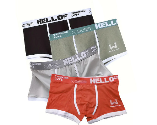 Набор мужских трусов боксеров PB-3199 Light gray/Green/Coral/Black из 4 шт 3XL