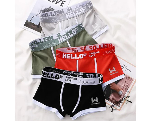 Набор мужских трусов боксеров PB-3199 Light gray/Green/Coral/Black из 4 шт 3XL