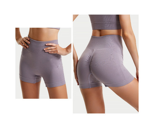 Шорты женские 1802# бесшовные для фитнеса пуш ап push up Лиловый M