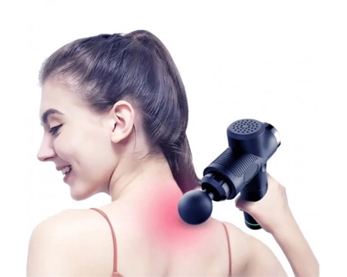 Ударний перкусійний масажер Massage Gun Max - 30 режимів +12 насадок + запасна батарея + кейс (Чорний)