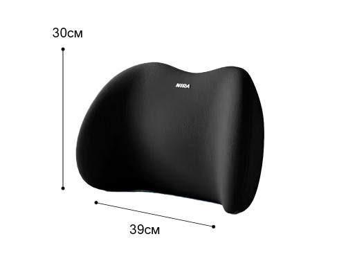 Универсальная поясничная подушка на сиденье NIRA для спины с эффектом памяти ортопедическая Black