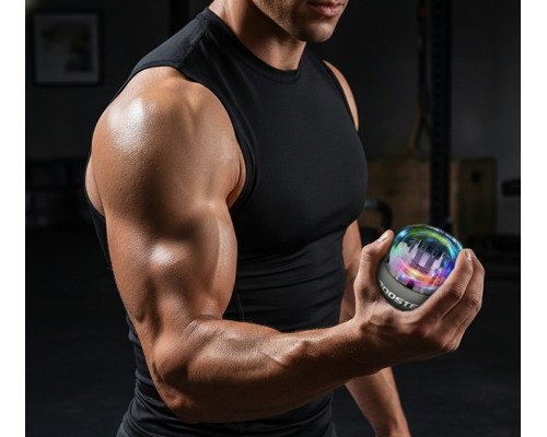 Гіроскопічний тренажер Booster Gyro Ball з LED-підсвіткою для тренування кисті, зап’ястя та передпліччя