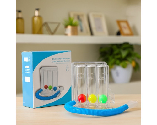 Дыхательный тренажер TRI-BALL для дыхательных упражнений для реабилитации спирометр