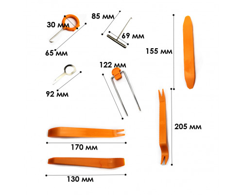 Набор инструментов съемников 11501 для снятия обшивки салона автомобиля 12 предметов Orange