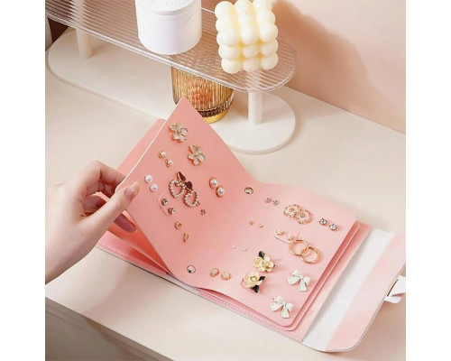 Органайзер книжка Casegrace SP-01260 для украшений и ювелирных изделий 16*14*4,5 см Pink