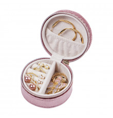 Органайзер шкатулка Casegrace SP-01306 для украшений и ювелирных изделий бархатная на молнии Pink