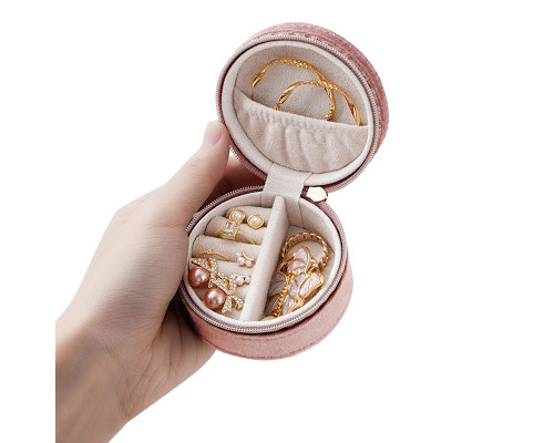 Органайзер шкатулка Casegrace SP-01306 для украшений и ювелирных изделий бархатная на молнии Pink