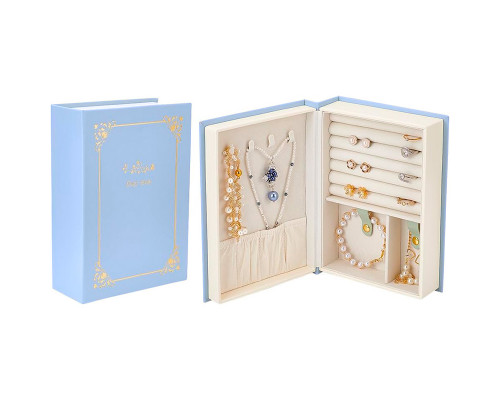 Шкатулка книга Casegrace SP-01115 органайзер для хранения ювелирных изделий Blue