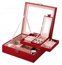 Шкатулка Casegrace SP-01130 для украшений и ювелирных изделий с зеркалом на замке с ключом Red