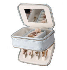 Шкатулка Casegrace SP-01167 для украшений и ювелирных изделий портативная с зеркалом и двойной молнией 11,5*8,5*5 см Blue