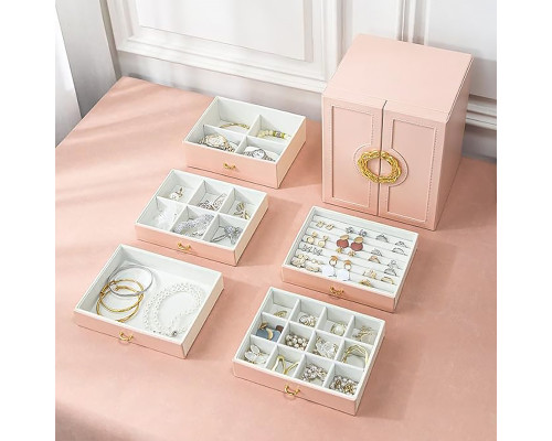 Шкатулка Casegrace SP-01181 для украшений и ювелирных изделий пятиуровневая 20,7*19,7*25cm Pink