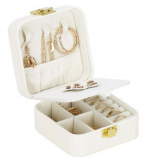 Шкатулка Casegrace SP-01194 для украшений и ювелирных изделий портативная с зеркалом на защелке White