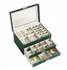 Шкатулка Casegrace SP-01223 для украшений и ювелирных изделий трехуровневая 26,5*18*13,5 см Green