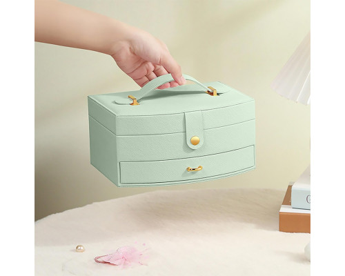 Шкатулка Casegrace SP-01245 для украшений и ювелирных изделий двохуровневая с зеркалом и ручкой 20*15*10 см Tiffany