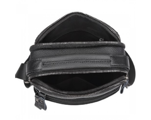 Шкіряна чоловіча сумка-барсетка 21х25х6, месенджер з ручкою Tiding Bag 73957 чорна