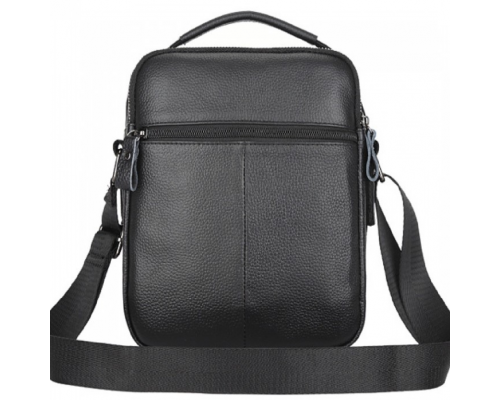 Шкіряна чоловіча сумка-барсетка 21х25х6, месенджер з ручкою Tiding Bag 73957 чорна