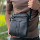 Чоловіча шкіряна сумка-месенджер 21х25х6, барсетка через плече Tiding Bag A25-3278A Чорна