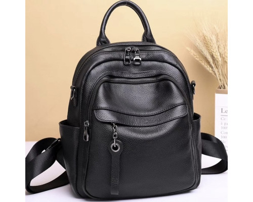 Жіноча шкіряна сумка наплічна міська 21х28х13, рюкзак для кожного дня, чорни