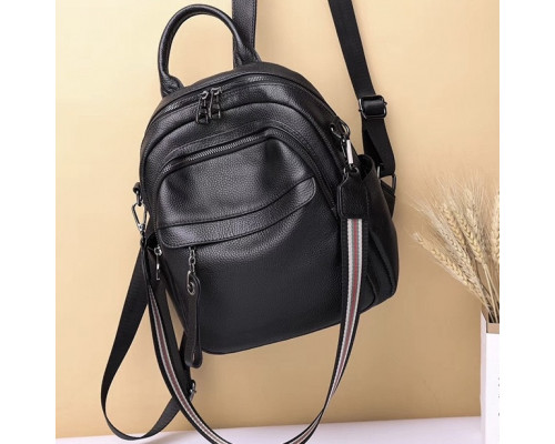 Жіноча шкіряна сумка наплічна міська 21х28х13, рюкзак для кожного дня, чорни