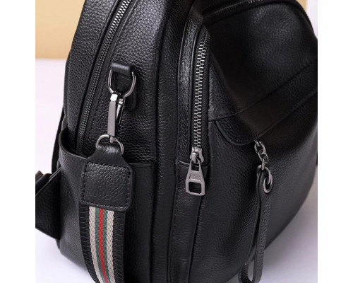 Жіноча шкіряна сумка наплічна міська 21х28х13, рюкзак для кожного дня, чорни