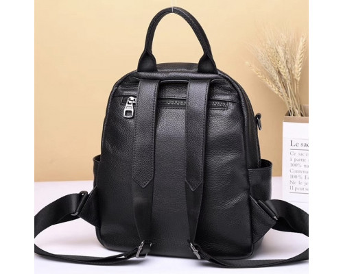 Жіноча шкіряна сумка наплічна міська 21х28х13, рюкзак для кожного дня, чорни