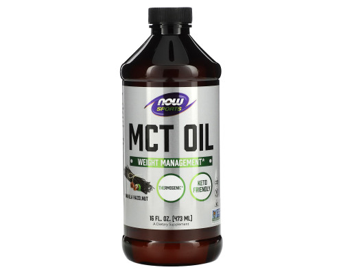 Масло МСТ для схуднення, MCT Oil, Now Foods, Sports, смак ванілі та лісового горіха, 473 мл