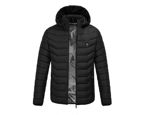 Куртка с подогревом от повербанка USB M09-4 Black 4 зоны подогрева для туризма рыбалки активного отдыха XL