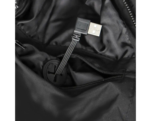 Куртка с подогревом от повербанка USB M09-4 Black 4 зоны подогрева для туризма рыбалки активного отдыха XL