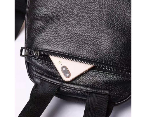 Шкіряний жіночий міський рюкзак на блискавці 23х29х13, сумка наплічна для прогулянок, чорна