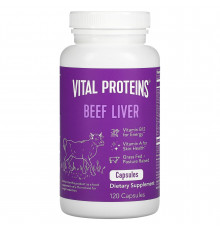 Печень говяжья, Beef Liver, Vital Proteins, 750 мг, 120 капсул