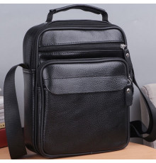 Чоловіча шкіряна барсетка через плече 22х26х9, месенджер з ручкою Bexhill Bx-66503 чорний