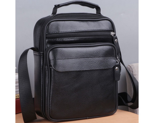Чоловіча шкіряна барсетка через плече 22х26х9, месенджер з ручкою Bexhill Bx-66503 чорний