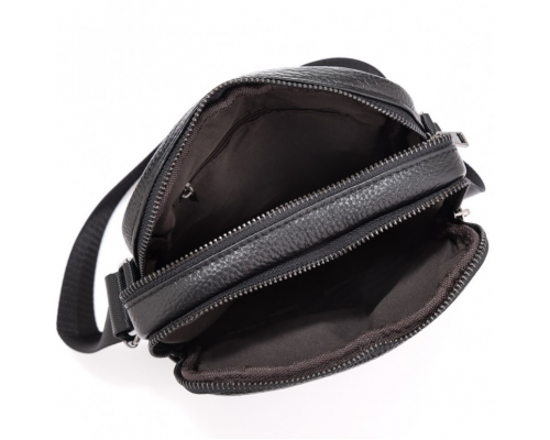 Шкіряна чоловіча сумка 17х21х5, барсетка через плече Tiding Bag 4134A чорна