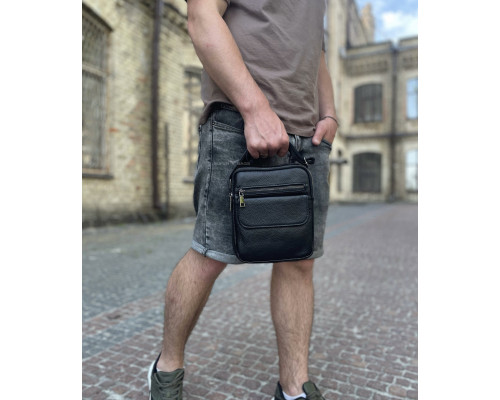 Сумка чоловіча через плече 17х21х5, барсетка для навчання, месенджер для телефону Tiding Bag IT-73302 чорна