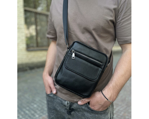 Сумка чоловіча через плече 17х21х5, барсетка для навчання, месенджер для телефону Tiding Bag IT-73302 чорна