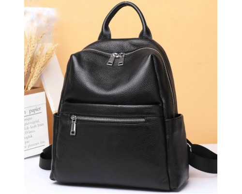 Жіноча сумка на плечі з натуральної шкіри 27х31х12, рюкзак з відділами для гаджетів, чорна