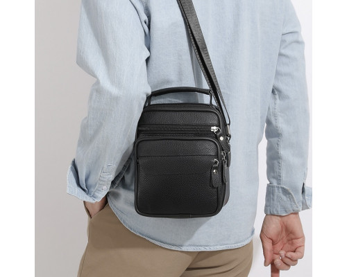 Чоловіча шкіряна барсетка через плече 17х21х9, месенджер з ручкою Bexhill Bx-54551 чорная