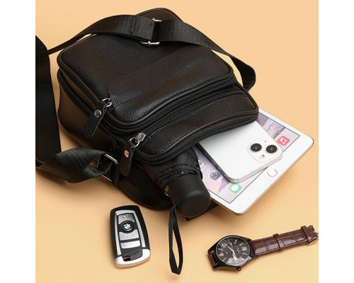 Чоловіча шкіряна барсетка через плече 17х21х9, месенджер з ручкою Bexhill Bx-54551 чорная