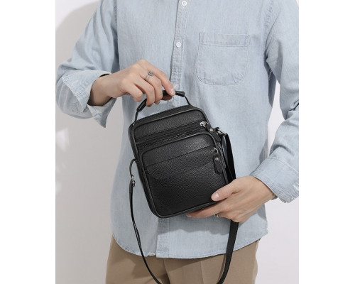 Чоловіча шкіряна барсетка через плече 17х21х9, месенджер з ручкою Bexhill Bx-54551 чорная