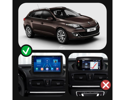 Штатная магнитола Lesko для Renault Megane III Рестайлинг 2012-2014 экран 9" 2/32Gb Wi-Fi GPS Base
