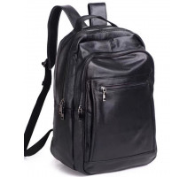 Шкіряна чоловіча сумка наплічна для ноутбука та поїздок 28х42х18, рюкзак для роботи Tiding Bag D3-9343, чорний