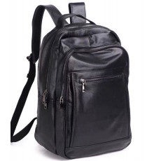 Шкіряна чоловіча сумка наплічна для ноутбука та поїздок 28х42х18, рюкзак для роботи Tiding Bag D3-9343, чорний