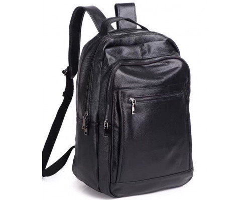 Шкіряна чоловіча сумка наплічна для ноутбука та поїздок 28х42х18, рюкзак для роботи Tiding Bag D3-9343, чорний