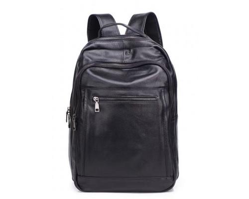 Шкіряна чоловіча сумка наплічна для ноутбука та поїздок 28х42х18, рюкзак для роботи Tiding Bag D3-9343, чорний