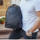 Шкіряна чоловіча сумка наплічна для ноутбука та поїздок 28х42х18, рюкзак для роботи Tiding Bag D3-9343, чорний