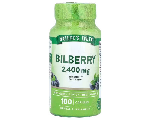Чорниця, Bilberry, Nature's Truth, 2400 мг, 100 вегетаріанських капсул (1200 мг у капсулі)