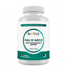 По д'арко (кора мурашиного дерева), Pau D'Arco, Biotus, 500 мг, 100 капсул